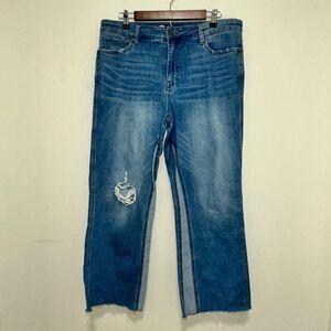 Kut From The Kloth Kelsey Fab Ab Ankle Flare Women’s 14 Jeans Raw Hem Distressed